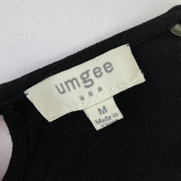 Umgee Black Colorful Floral Embroidered A-Line Tee Dress Medium - Picture 8 of 9